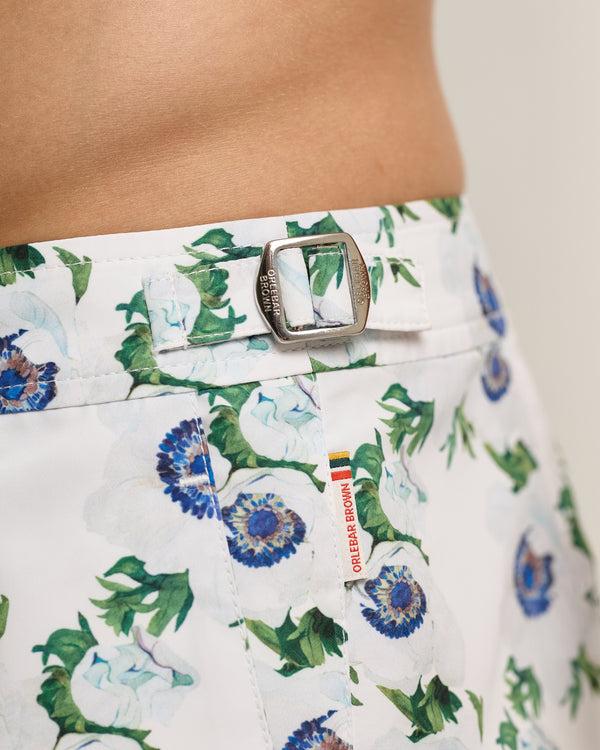 Orlebar Brown Orlebar Brown | Men's Shorter-Length Coronaria Print Swim Shorts In White Sand – ORLEBAR BROWN