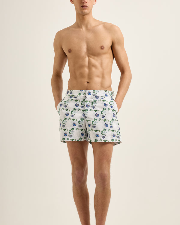 Orlebar Brown Orlebar Brown | Men's Shorter-Length Coronaria Print Swim Shorts In White Sand – ORLEBAR BROWN