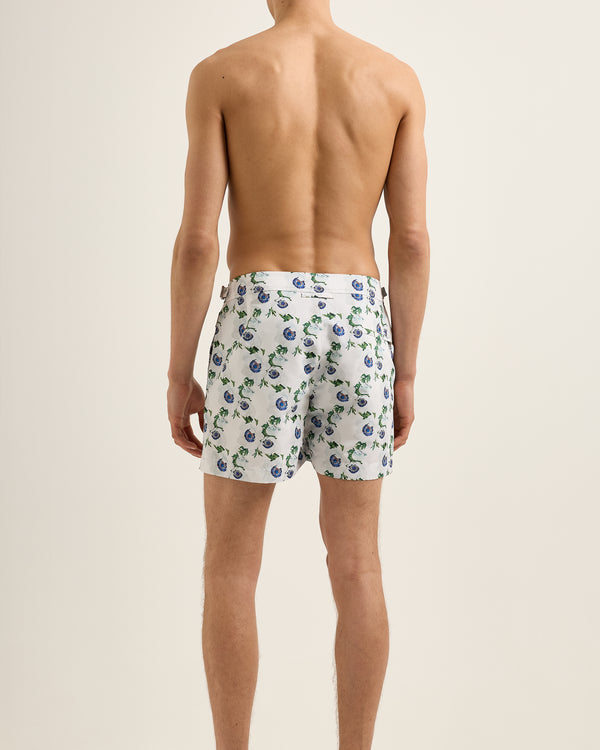 Orlebar Brown Orlebar Brown | Men's Shorter-Length Coronaria Print Swim Shorts In White Sand – ORLEBAR BROWN