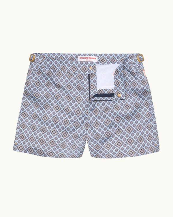 orlebar brown Orlebar Brown | Men's Shorter-Length Paisley Season Print Swim Shorts in Wave Blue – ORLEBAR BROWN