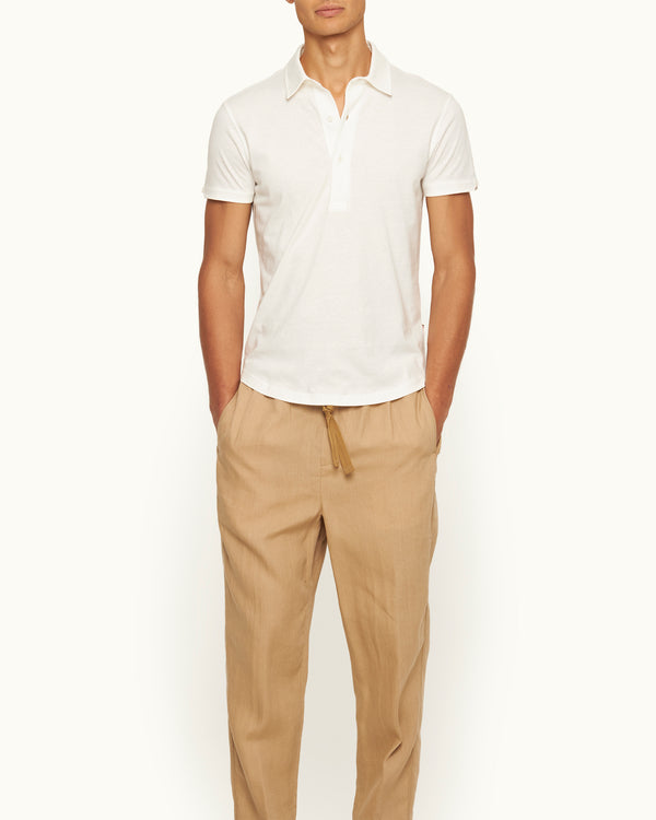 Orlebar Brown Orlebar Brown | Men's Tailored Fit Cotton-Silk Polo Shirt In Off White – ORLEBAR BROWN