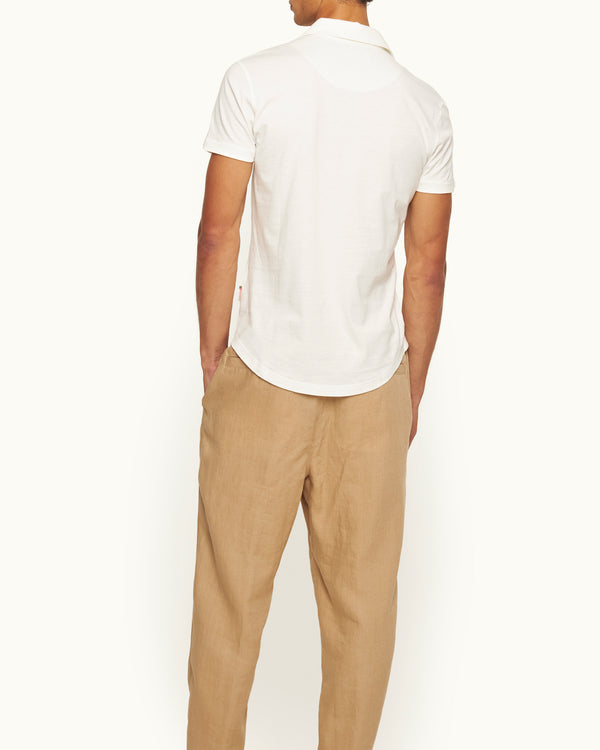 Orlebar Brown Orlebar Brown | Men's Tailored Fit Cotton-Silk Polo Shirt In Off White – ORLEBAR BROWN