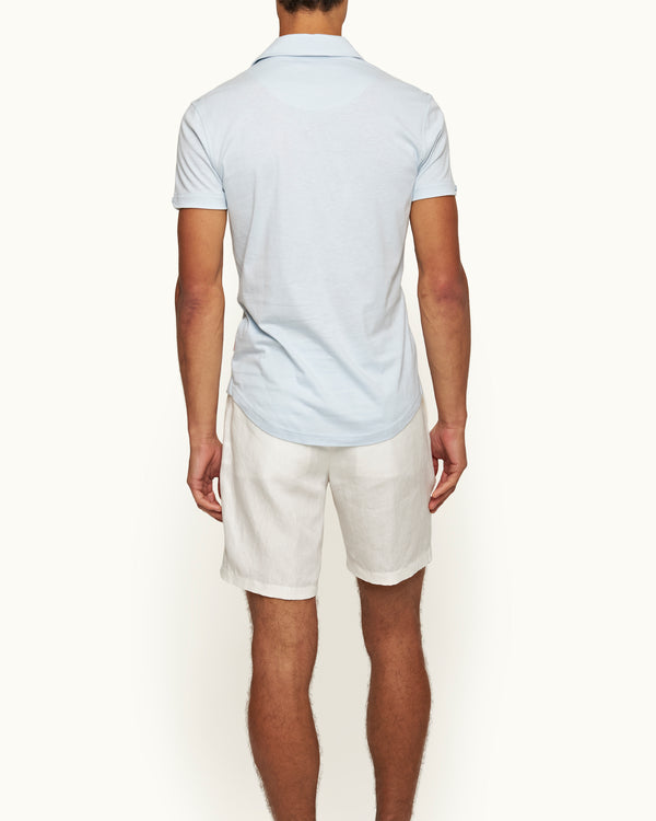 Orlebar Brown Orlebar Brown | Men's Tailored Fit Cotton-Silk Polo Shirt In Springwater Blue – ORLEBAR BROWN