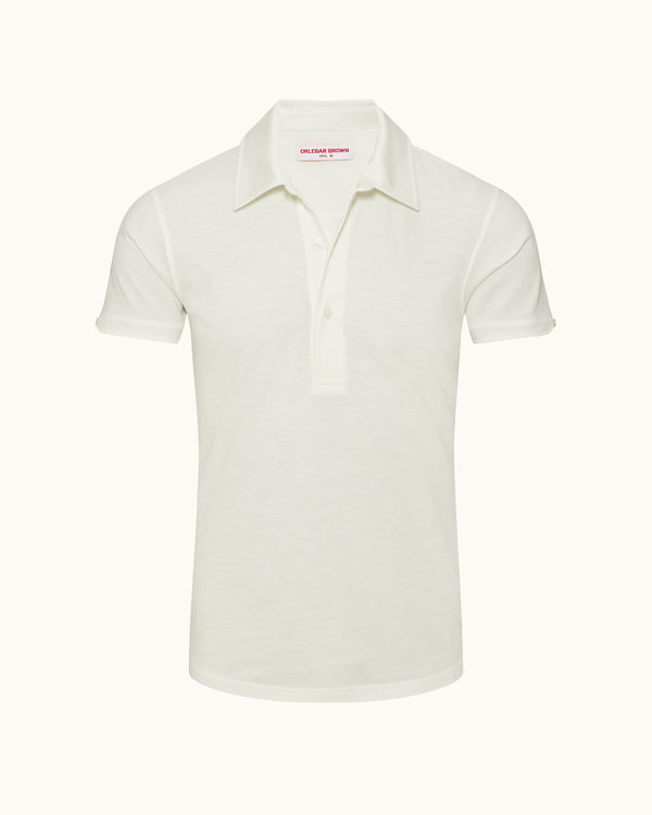 orlebar brown Orlebar Brown | Men's Tailored Fit Cotton-Silk Polo Shirt in Off White – ORLEBAR BROWN