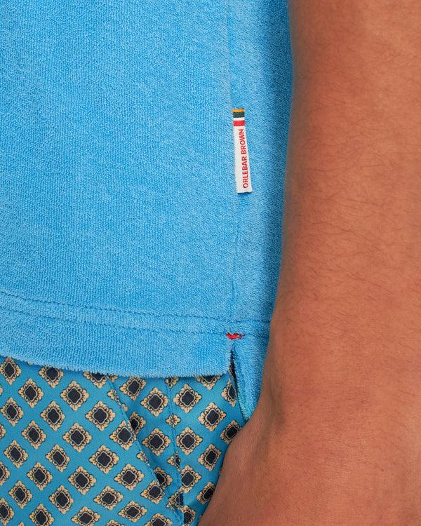 Orlebar Brown Orlebar Brown | Men's Tailored Fit Cotton Towelling Resort Polo Shirt In Aqua Blue – ORLEBAR BROWN