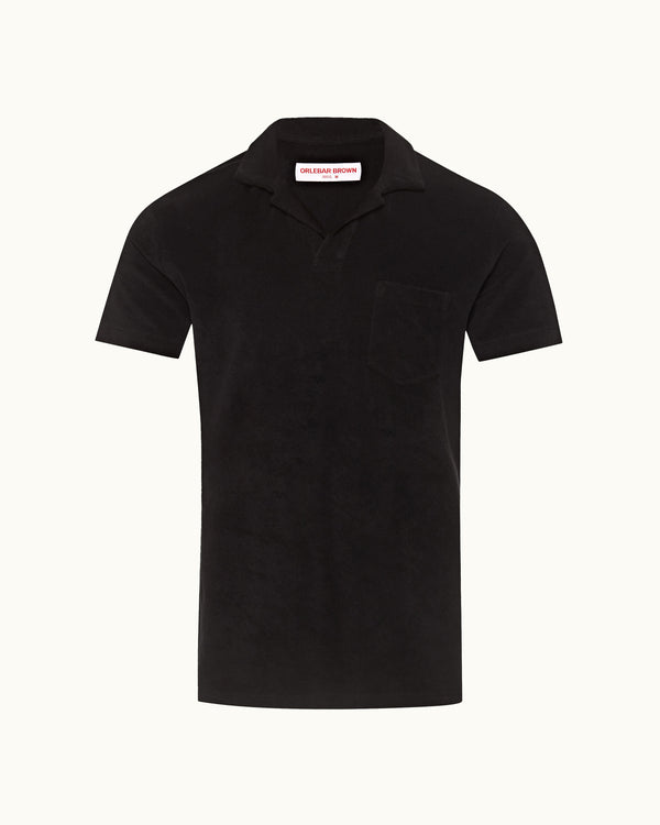 orlebar brown Orlebar Brown | Men's Tailored Fit Cotton Towelling Resort Polo Shirt in Black – ORLEBAR BROWN