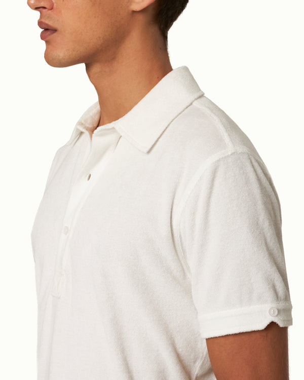 Orlebar Brown Orlebar Brown | Men's Tailored Fit Cotton Towelling Polo Shirt In White – ORLEBAR BROWN