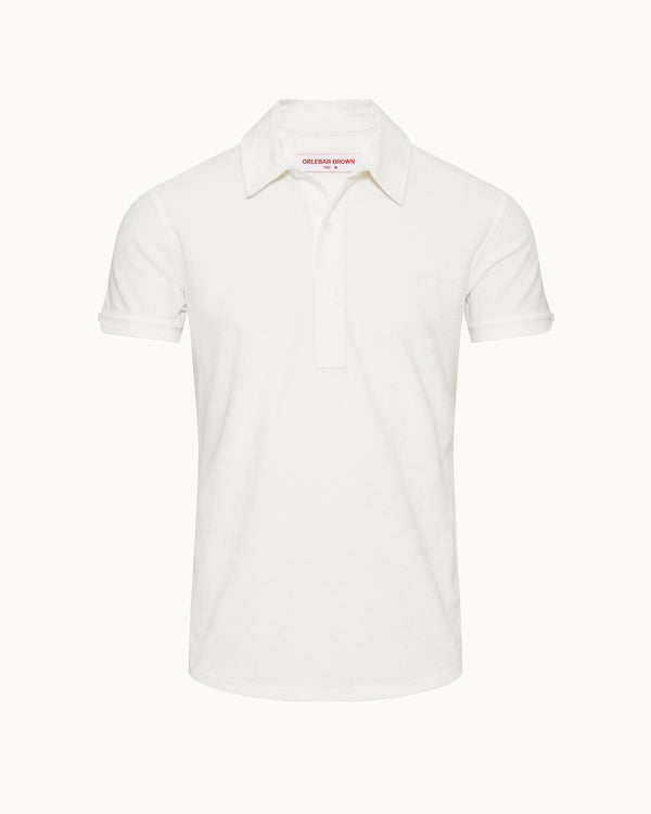 orlebar brown Orlebar Brown | Men's Tailored Fit Cotton Towelling Polo Shirt in White – ORLEBAR BROWN