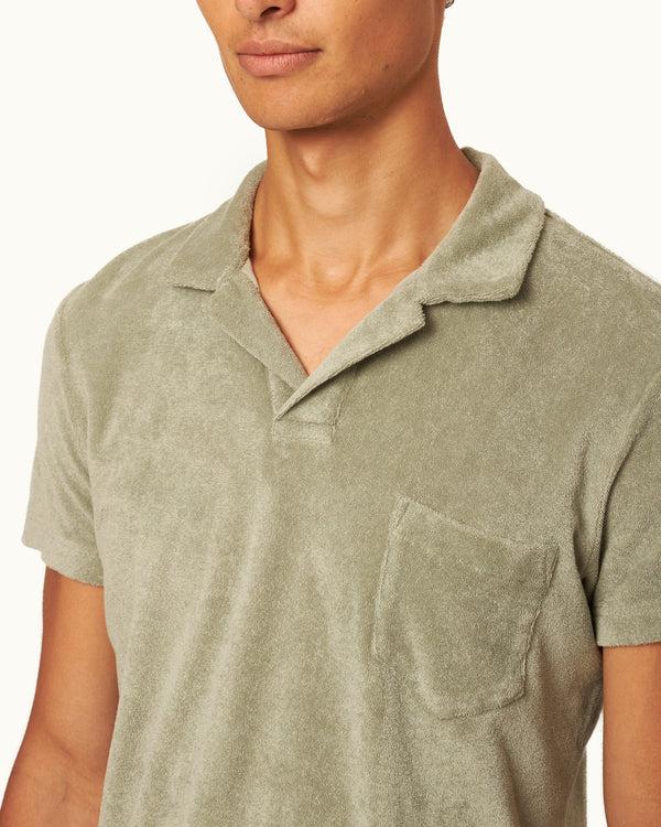 Orlebar Brown Orlebar Brown | Men's Tailored Fit Cotton Towelling Resort Polo Shirt In Green | 007 Gold Collection – ORLEBAR BROWN