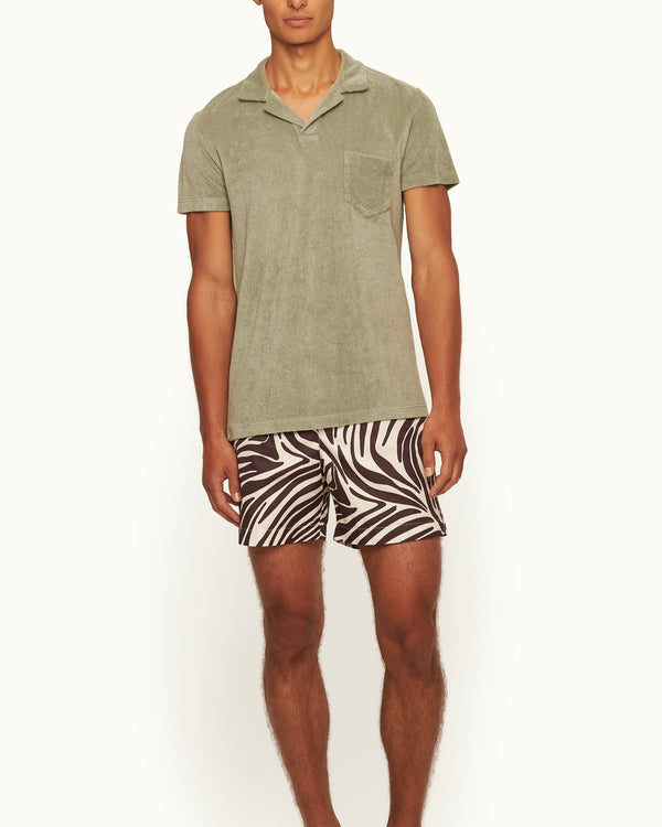 Orlebar Brown Orlebar Brown | Men's Tailored Fit Cotton Towelling Resort Polo Shirt In Green | 007 Gold Collection – ORLEBAR BROWN