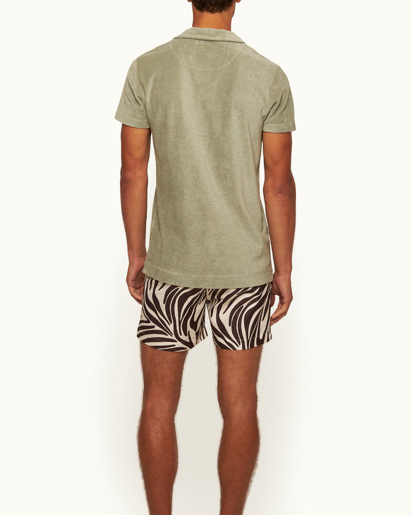 Orlebar Brown Orlebar Brown | Men's Tailored Fit Cotton Towelling Resort Polo Shirt In Green | 007 Gold Collection – ORLEBAR BROWN