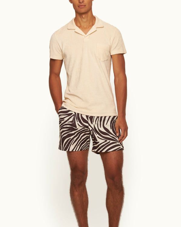 Orlebar Brown Orlebar Brown | Men's Tailored Fit Cotton Towelling Resort Polo Shirt In Cream | 007 Gold Collection – ORLEBAR BROWN