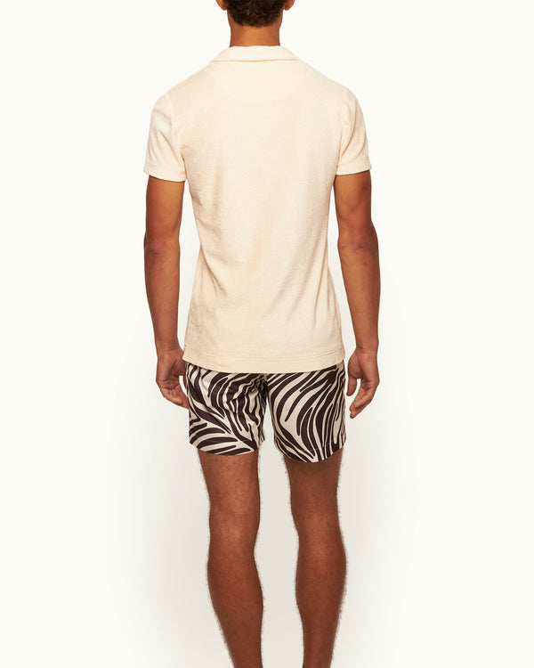 Orlebar Brown Orlebar Brown | Men's Tailored Fit Cotton Towelling Resort Polo Shirt In Cream | 007 Gold Collection – ORLEBAR BROWN