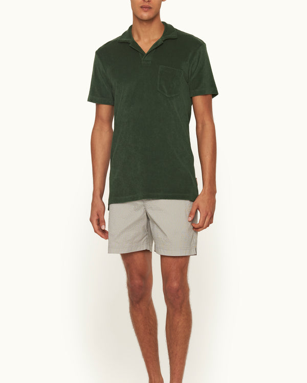 Orlebar Brown Orlebar Brown | Men's Tailored Fit Cotton Towelling Resort Polo Shirt In Amazonian Green – ORLEBAR BROWN