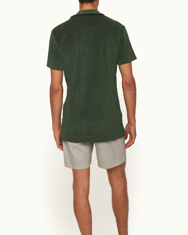 Orlebar Brown Orlebar Brown | Men's Tailored Fit Cotton Towelling Resort Polo Shirt In Amazonian Green – ORLEBAR BROWN