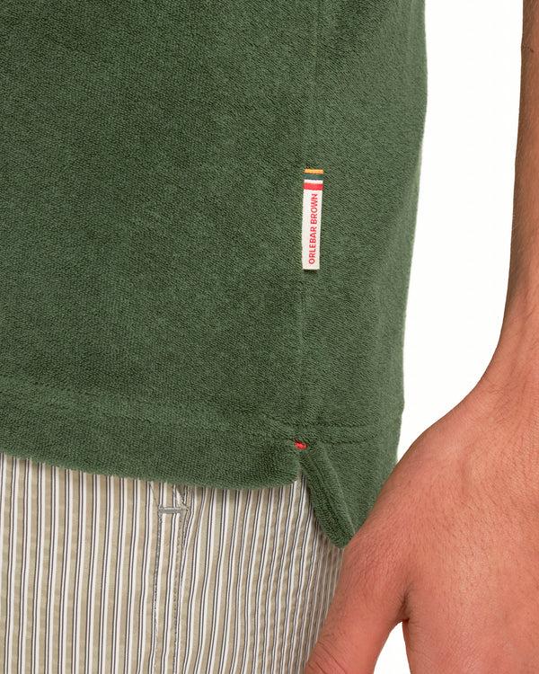 Orlebar Brown Orlebar Brown | Men's Tailored Fit Cotton Towelling Resort Polo Shirt In Amazonian Green – ORLEBAR BROWN