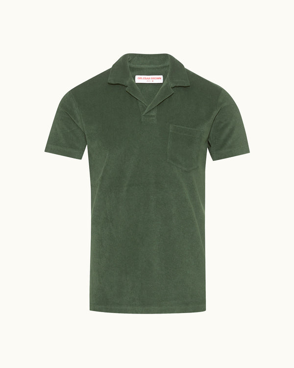orlebar brown Orlebar Brown | Men's Tailored Fit Cotton Towelling Resort Polo Shirt in Amazonian Green – ORLEBAR BROWN