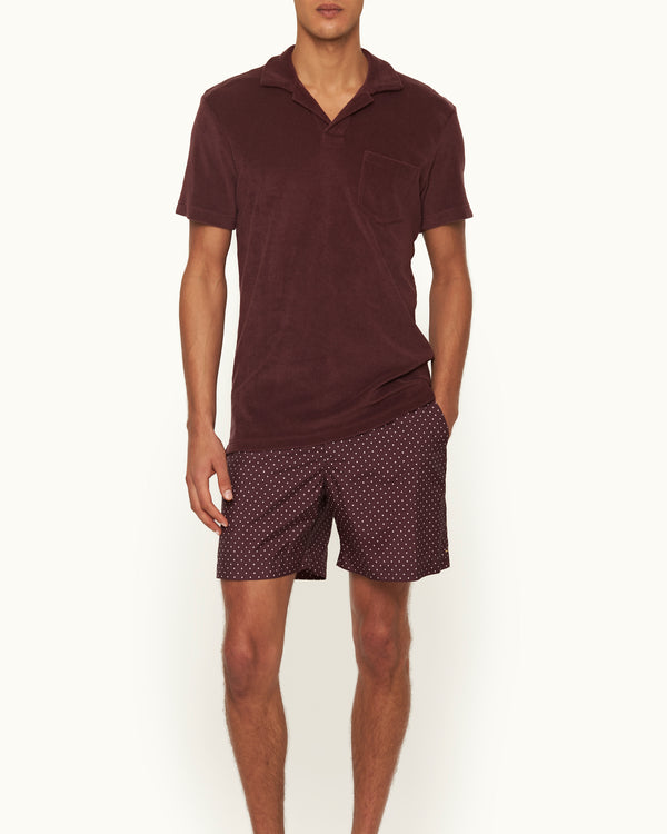 Orlebar Brown Orlebar Brown | Men's Tailored Fit Cotton Towelling Resort Polo Shirt In Damson Red – ORLEBAR BROWN