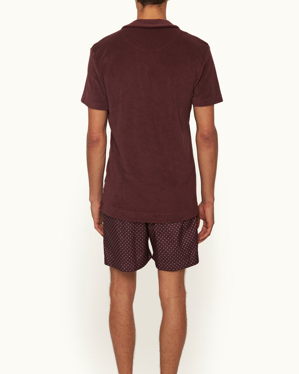 Orlebar Brown Orlebar Brown | Men's Tailored Fit Cotton Towelling Resort Polo Shirt In Damson Red – ORLEBAR BROWN