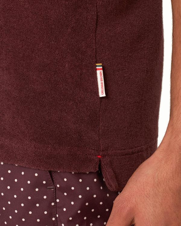 Orlebar Brown Orlebar Brown | Men's Tailored Fit Cotton Towelling Resort Polo Shirt In Damson Red – ORLEBAR BROWN