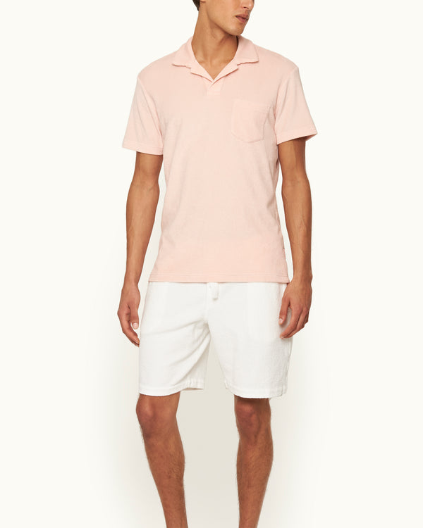 Orlebar Brown Orlebar Brown | Men's Tailored Fit Cotton Towelling Resort Polo Shirt In Pink Sand – ORLEBAR BROWN