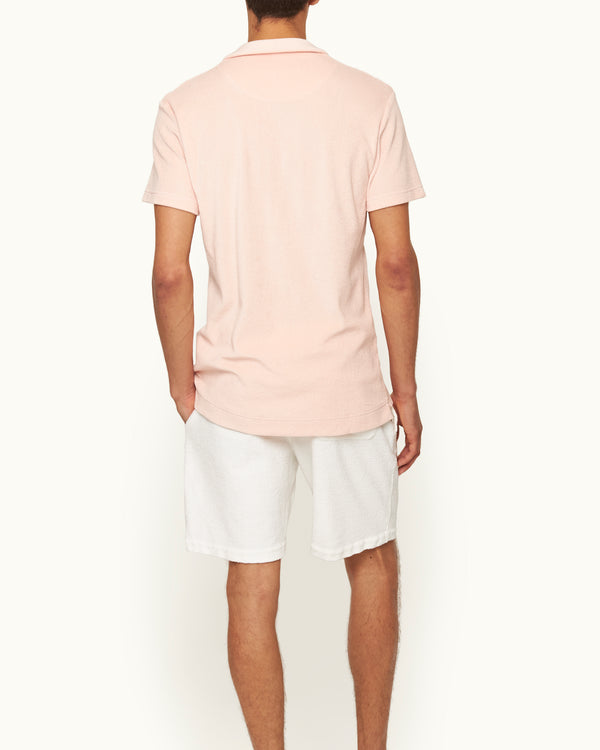 Orlebar Brown Orlebar Brown | Men's Tailored Fit Cotton Towelling Resort Polo Shirt In Pink Sand – ORLEBAR BROWN