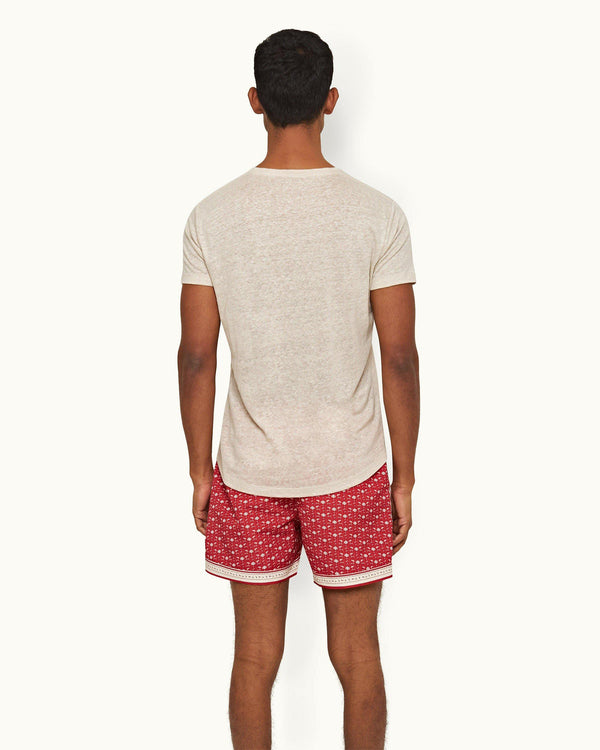 Orlebar Brown Orlebar Brown | Men's Tailored Fit Crew Neck Linen T-Shirt In Pebble Colour – ORLEBAR BROWN