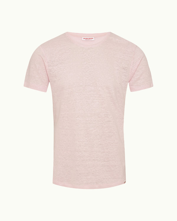 orlebar brown Orlebar Brown | Men's Tailored Fit Crew Neck Linen T-Shirt In Rodeo Pink – ORLEBAR BROWN