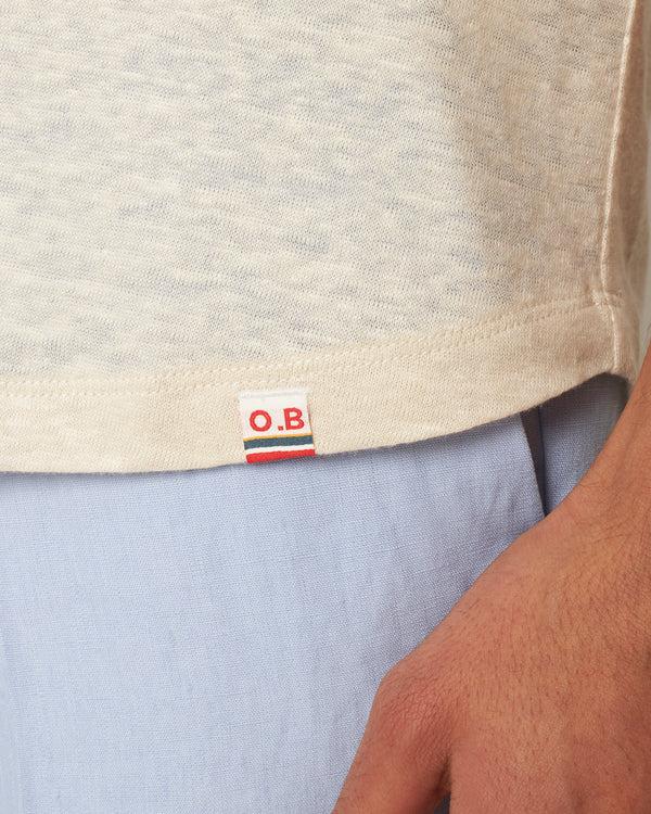 Orlebar Brown Orlebar Brown | Men's Tailored Fit Crewneck Linen T-Shirt In Latte Cream – ORLEBAR BROWN