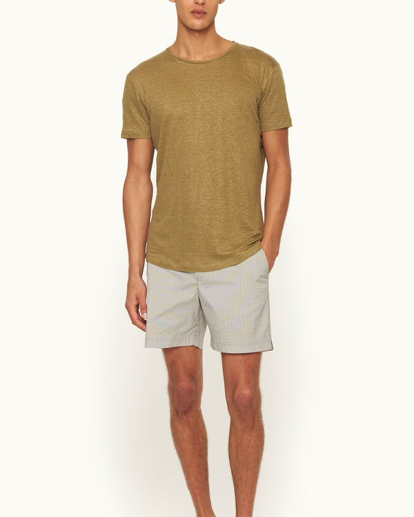 Orlebar Brown Orlebar Brown | Men's Tailored Fit Crewneck Linen T-Shirt In Agave Green – ORLEBAR BROWN