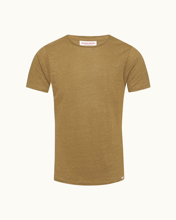 orlebar brown Orlebar Brown | Men's Tailored Fit Crewneck Linen T-Shirt in Agave Green – ORLEBAR BROWN