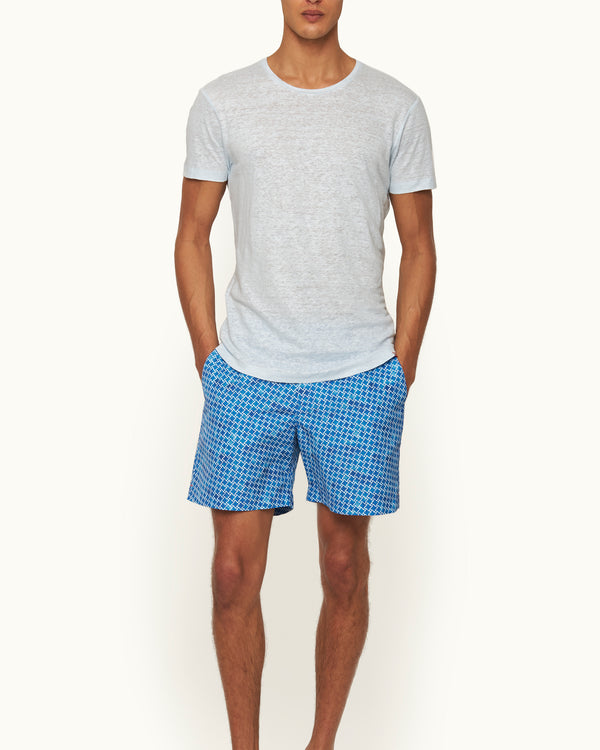 Orlebar Brown Orlebar Brown | Men's Tailored Fit Crewneck Linen T-shirt In Springwater Blue – ORLEBAR BROWN