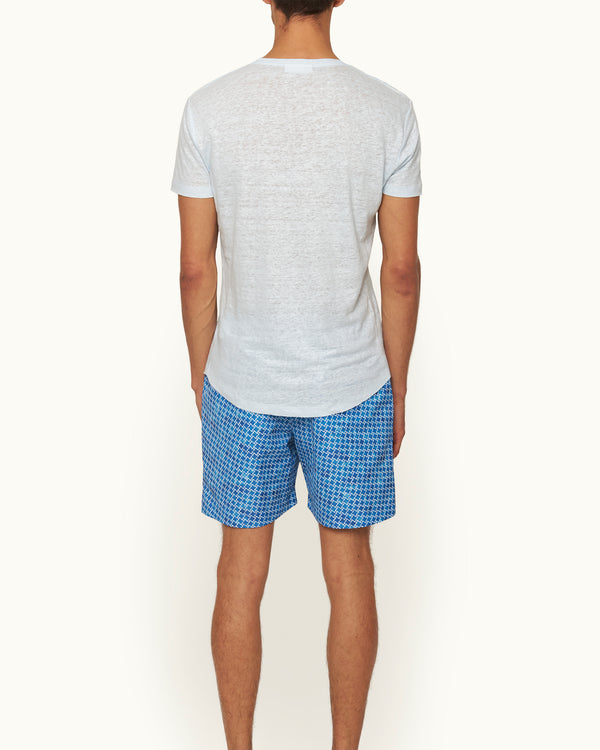 Orlebar Brown Orlebar Brown | Men's Tailored Fit Crewneck Linen T-shirt In Springwater Blue – ORLEBAR BROWN