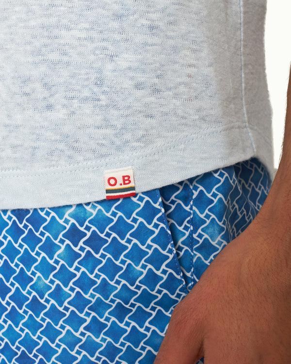 Orlebar Brown Orlebar Brown | Men's Tailored Fit Crewneck Linen T-shirt In Springwater Blue – ORLEBAR BROWN