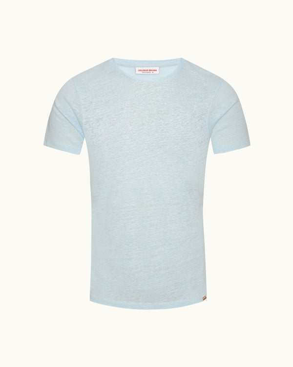 orlebar brown Orlebar Brown | Men's Tailored Fit Crewneck Linen T-shirt in Springwater Blue – ORLEBAR BROWN