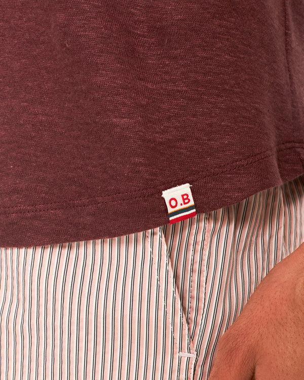 Orlebar Brown Orlebar Brown | Men's Tailored Fit Crewneck Linen T-Shirt In Damson Red – ORLEBAR BROWN