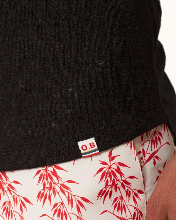 Orlebar Brown Orlebar Brown | Men's Tailored Fit Crewneck Linen T-Shirt In Black – ORLEBAR BROWN