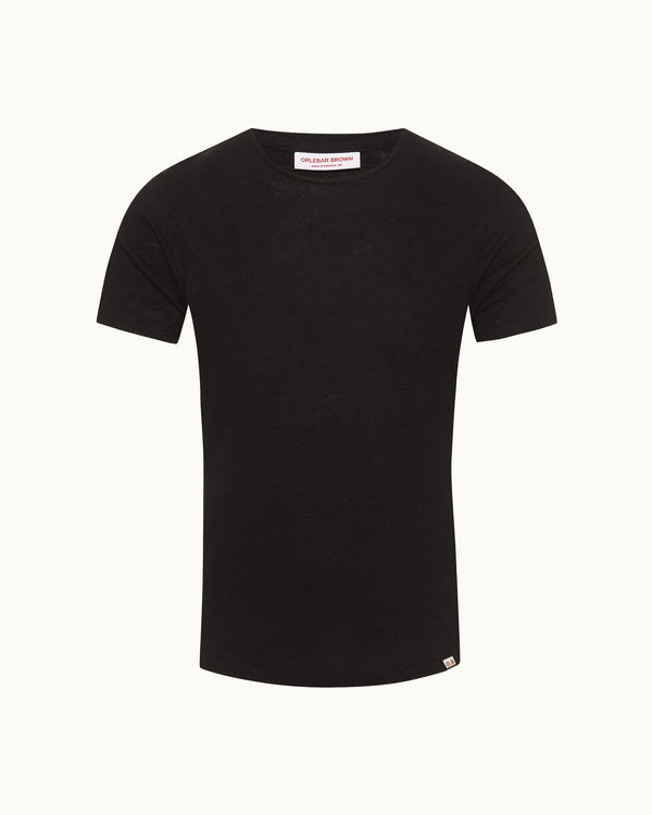 orlebar brown Orlebar Brown | Men's Tailored Fit Crewneck Linen T-Shirt in Black – ORLEBAR BROWN