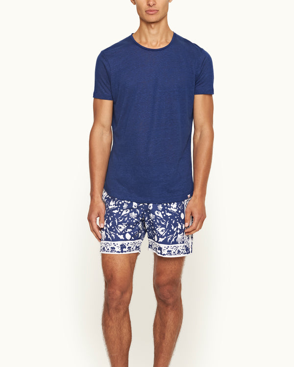 Orlebar Brown Orlebar Brown | Men's Tailored Fit Crewneck Linen T-shirt In River Blue – ORLEBAR BROWN