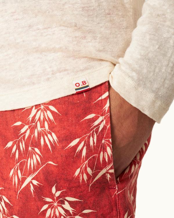 Orlebar Brown Orlebar Brown | Men's Tailored Fit Crewneck Long-Sleeve Linen T-Shirt In Latte Cream – ORLEBAR BROWN