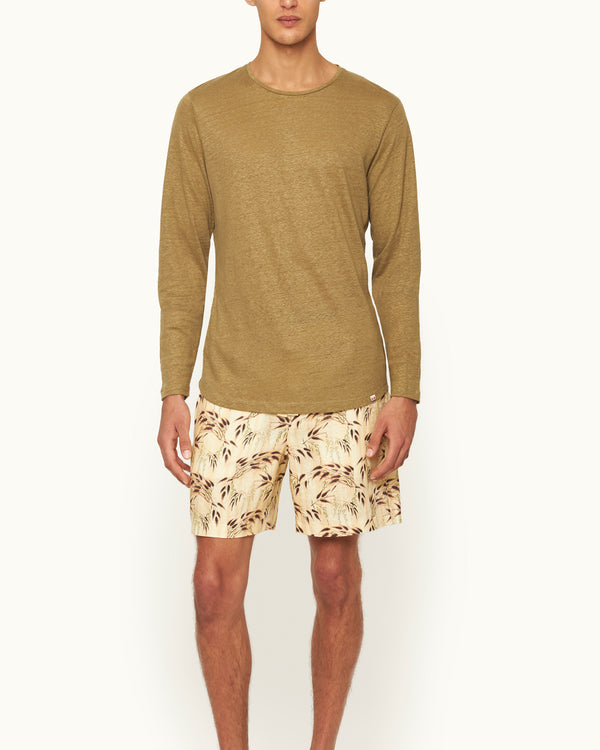 Orlebar Brown Orlebar Brown | Men's Tailored Fit Crewneck Long-Sleeve Linen T-Shirt In Agave Green – ORLEBAR BROWN