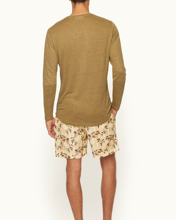 Orlebar Brown Orlebar Brown | Men's Tailored Fit Crewneck Long-Sleeve Linen T-Shirt In Agave Green – ORLEBAR BROWN