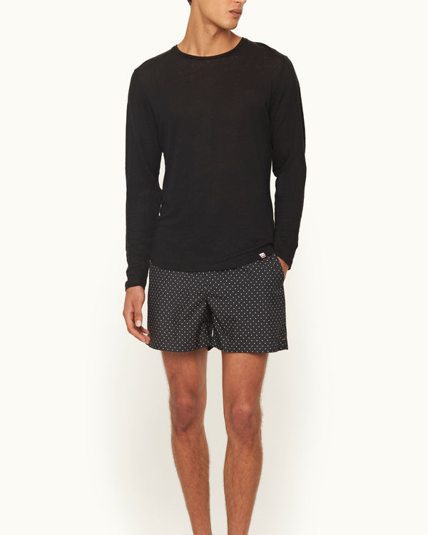 Orlebar Brown Orlebar Brown | Men's Tailored Fit Crewneck Long-Sleeve Linen T-Shirt In Black – ORLEBAR BROWN