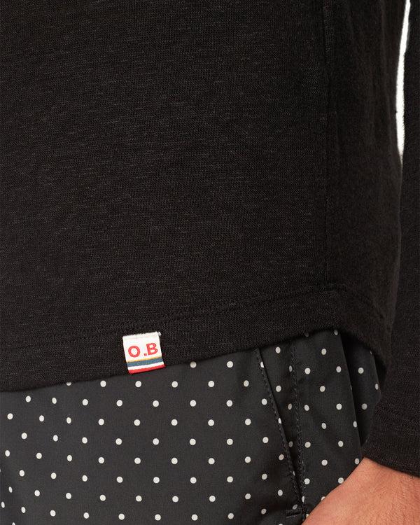 Orlebar Brown Orlebar Brown | Men's Tailored Fit Crewneck Long-Sleeve Linen T-Shirt In Black – ORLEBAR BROWN