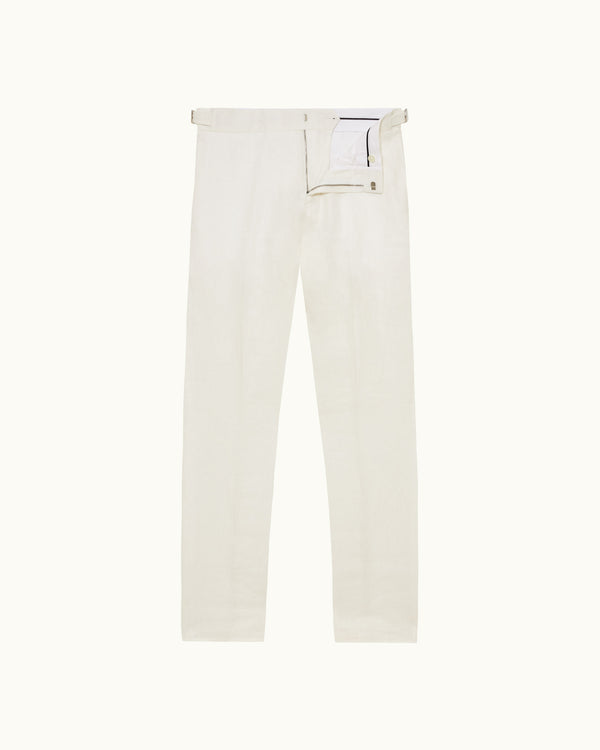 orlebar brown Orlebar Brown | Men's Tailored Fit Italian Linen Trousers in White Sand – ORLEBAR BROWN