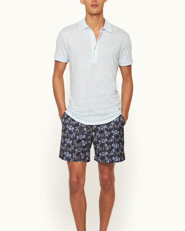 Orlebar Brown Orlebar Brown | Men's Tailored Fit Linen Polo Shirt In Springwater Blue – ORLEBAR BROWN