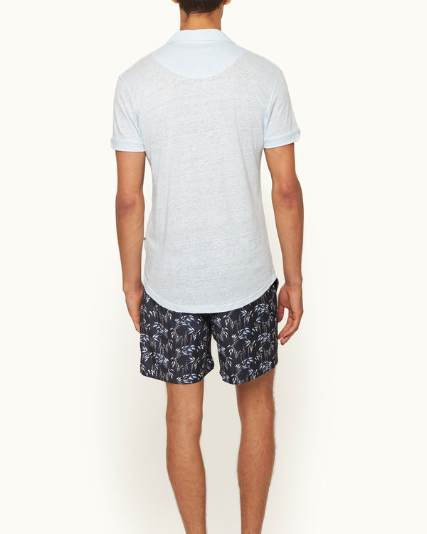 Orlebar Brown Orlebar Brown | Men's Tailored Fit Linen Polo Shirt In Springwater Blue – ORLEBAR BROWN