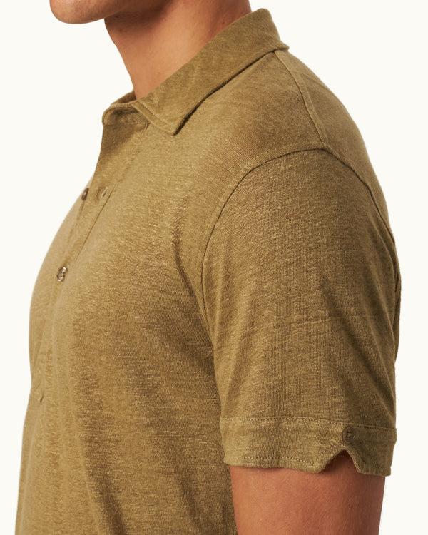 Orlebar Brown Orlebar Brown | Men's Tailored Fit Linen Polo Shirt In Agave Green – ORLEBAR BROWN