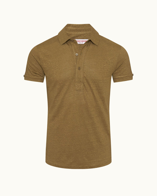 orlebar brown Orlebar Brown | Men's Tailored Fit Linen Polo Shirt in Agave Green – ORLEBAR BROWN
