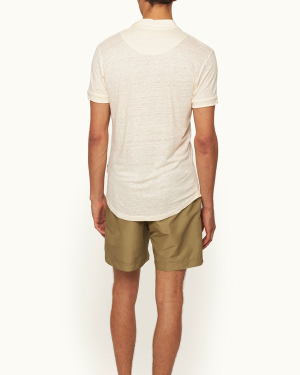 Orlebar Brown Orlebar Brown | Men's Tailored Fit Linen Polo Shirt In Latte Cream – ORLEBAR BROWN